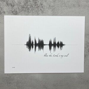 NEW Bless The Lord Soundwave Wall Art Print 5x7in Black White Christian Modern